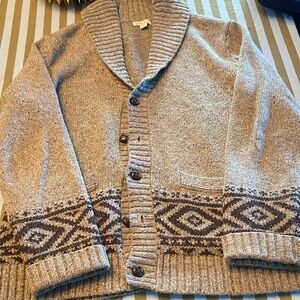 Merona Men's Gray and Brown Cardigan Sweater